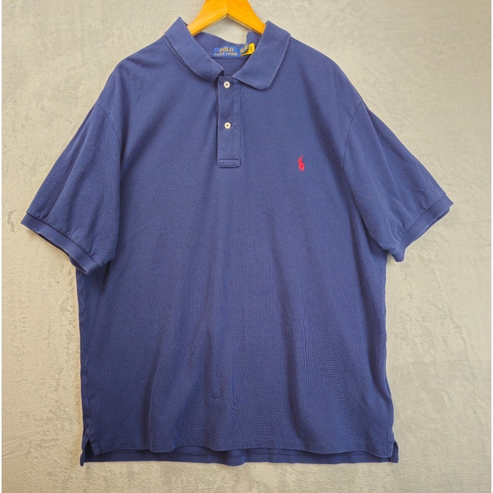 Ralph Lauren Polo Shirt 2XLT Tall Navy Red Pony Rugby Outdoors Men Casual